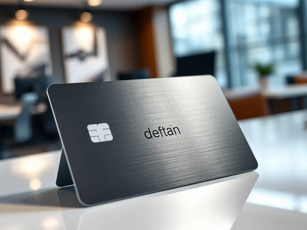 A professional shot of an N2F credit card with a sleek, modern design, subtly highlighting the card's features and benefits. The background is blurred to focus on the card.