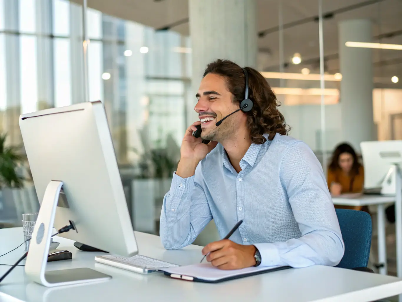 A friendly customer service representative assisting a customer with their N2F personal loan application, showcasing the personalized support and guidance provided by N2F.